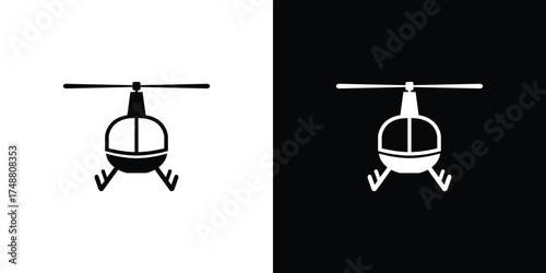Isolated helicopter icon on white and black colored background