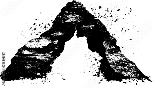 Black and white stencil illustration of carved rune stone for historical design