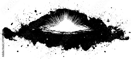 Celestial collapse: black and white stencil of a collapsing star for artistic designs