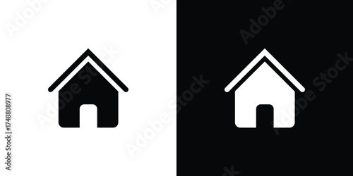 Two Simple House Icon Home Button with Transparent Background,