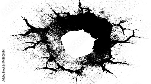 Black and white cracked metal shell stencil art with abstract texture for urban design