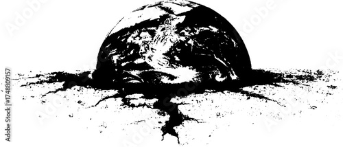 Cracked planet silhouette illustration for design and decoration