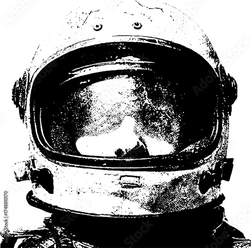 Futuristic black and white helmet silhouette illustration for urban design