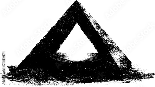 Mysterious glowing triangle silhouette with textured black and white design for art projects