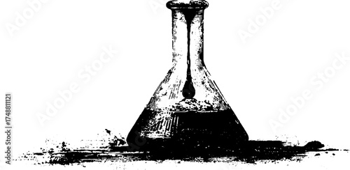 Black and white laboratory funnel silhouette for scientific design