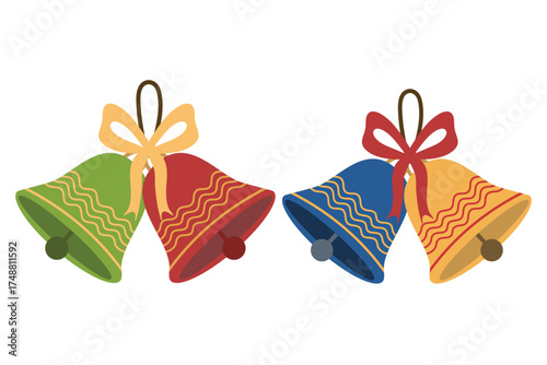 Christmas jingle bells element set. Suitable for clip art, stickers, flat design illustration, etc