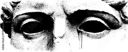 Philosophical mask stencil in black and white for artistic design or decoration