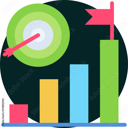 objective icon for market research, website, application, printing, document, poster design, etc