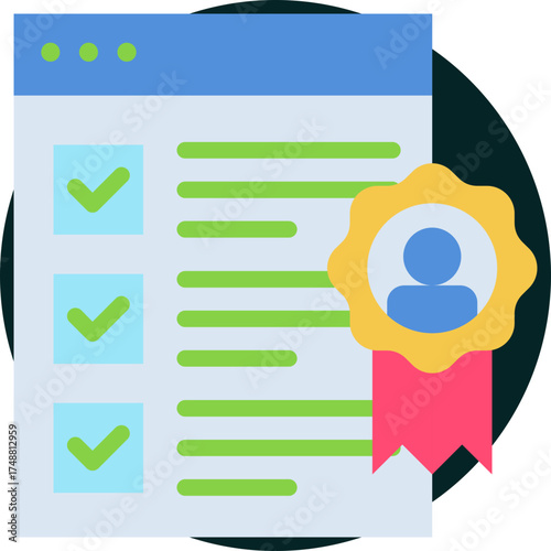 Qualification icon for market research, website, application, printing, document, poster design, etc