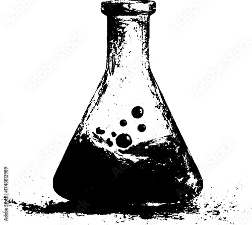 Grunge silhouette of potion vial for magical design