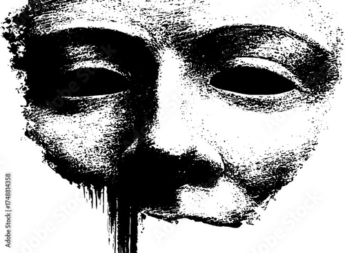 Black and white silent mask stencil art for urban design