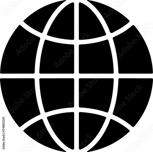 Global network silhouette icon represents worldwide connectivity and earth's digital grid vector