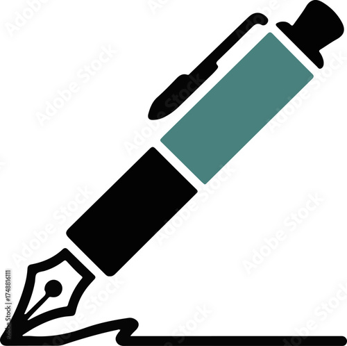 Flat design signature pen icon graphic symbol for writing and documentation business concepts vector