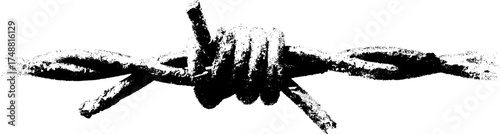 Monochrome stencil art of tangled barbed wire for urban design and decor