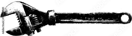 Black and white wrench stencil for industrial art and design projects