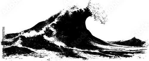 Monochrome ocean wave stencil art – abstract design for wall decor or card