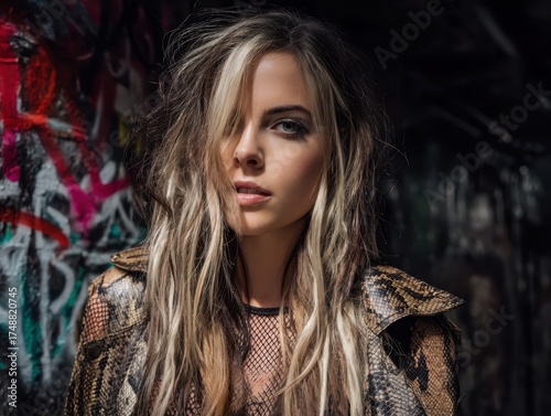 Young woman with long blond...
