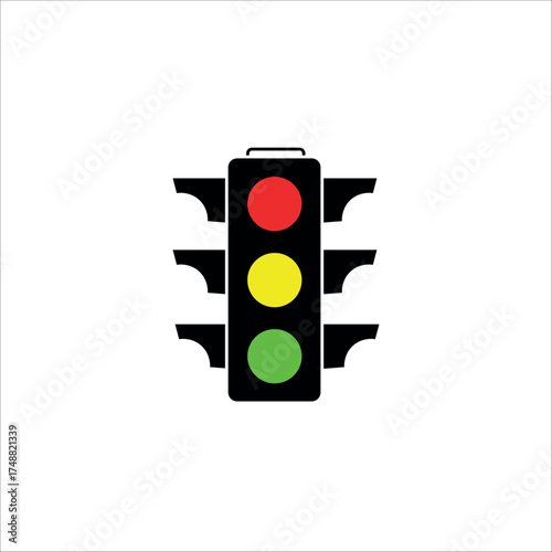 Simple traffic light icon with red yellow and green signals.