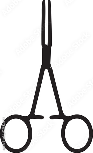 Surgical forceps instrument black and white vector icon
