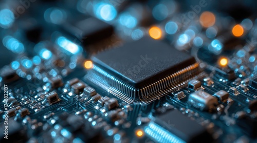 Close-up of a microchip on ...