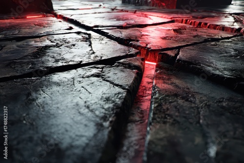 Cracked stone surface with ...