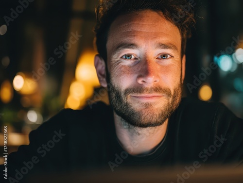 A person with a beard smile...