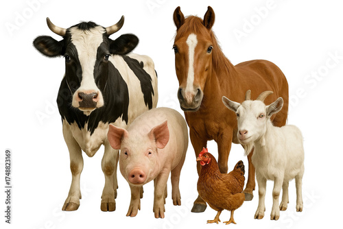 Farm animals in front of a white background. editable nursery cute animals