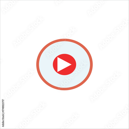 Red circular play button icon for media player.