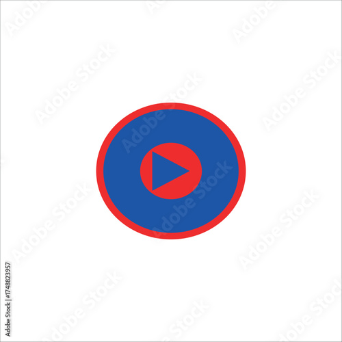 Simple red and blue circular play button icon vector graphic. Free Download Simple red and blue circular play button icon vector graphic. - GFXLoad