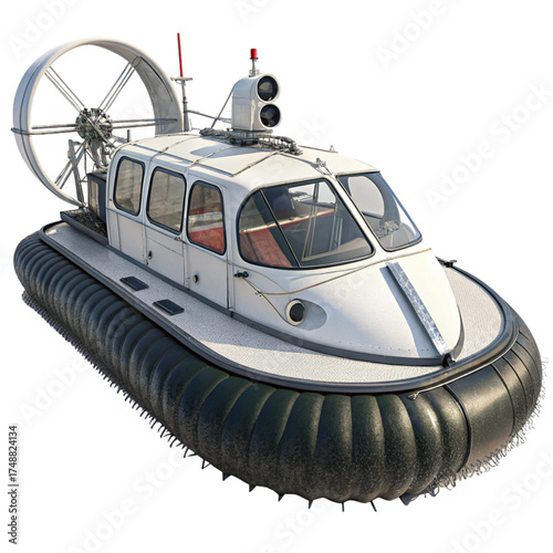Vintage hovercraft poised for adventure, a unique mode of transport embodying classic design and engineering ready to glide across any surface with ease