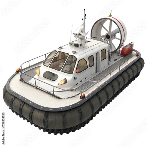 Explore rugged terrain with this modern hovercraft, a versatile vessel for adventure and transport, offering innovative solutions for navigating challenging landscapes