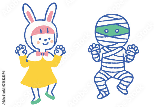 Halloween Rabbit Man and Mummy Man_Color