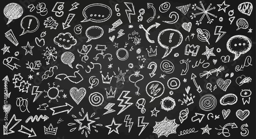 Dynamic Hand-Drawn Collage Vector Illustration with Abstract Doodle and Sketch Elements