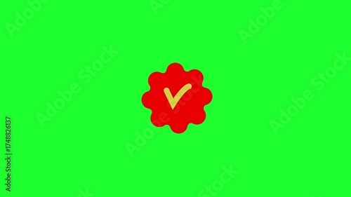 Wallpaper Mural Red Verified Badge with Yellow Check Mark on Bright Green Background tick Torontodigital.ca