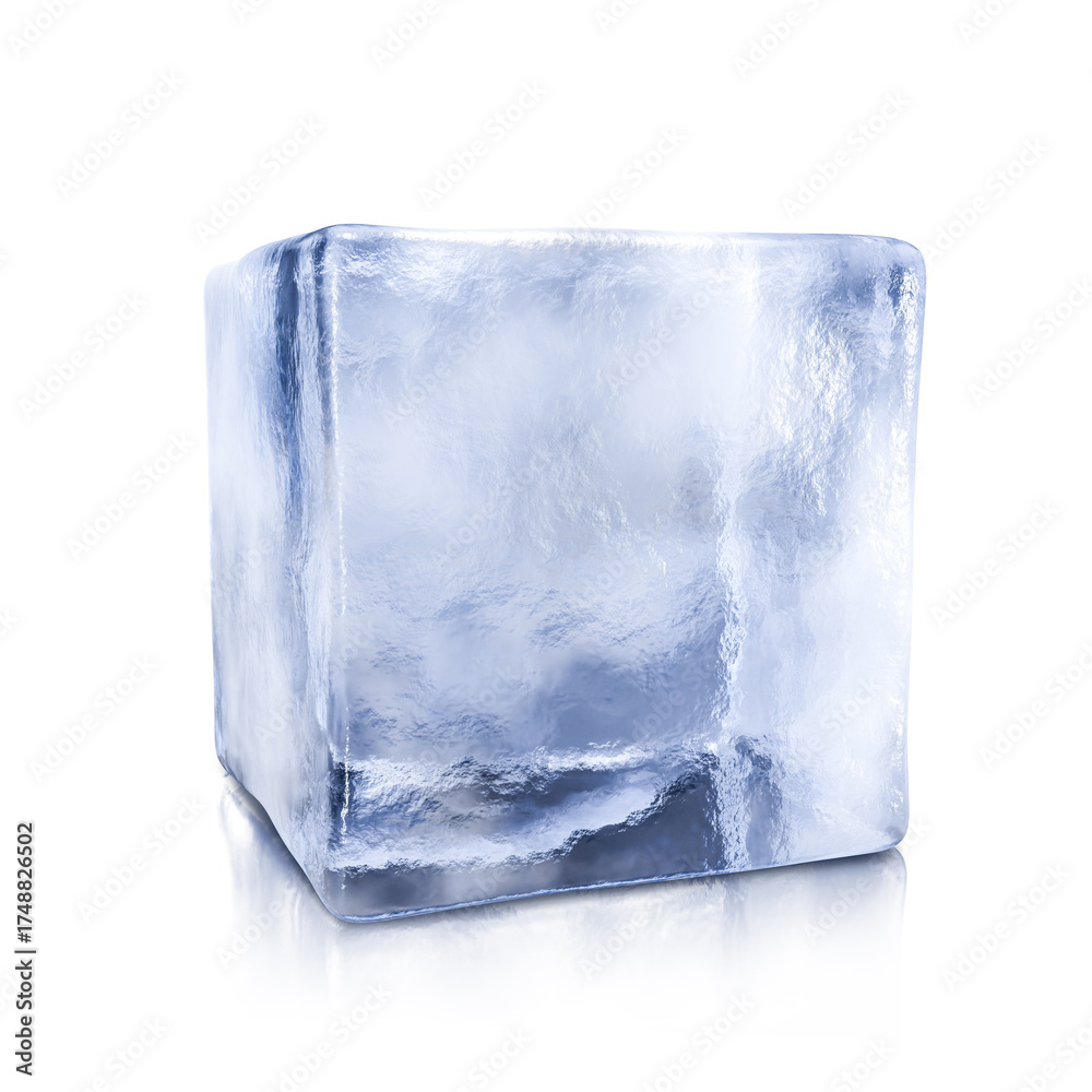 Obraz premium One clear ice cube isolated on white
