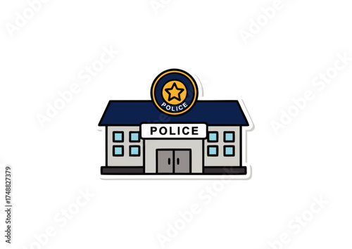 Police station building icon representing law enforcement and public safety services