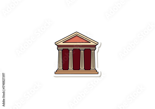 Elegant vector icon of a classical building with pillars and a pediment, representing institutions like a courthouse, bank, or university on a white background