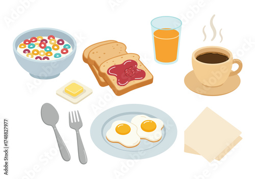 Breakfast Bonanza A Delightful Morning Feast of Eggs, Toast, Cereal, and Coffee