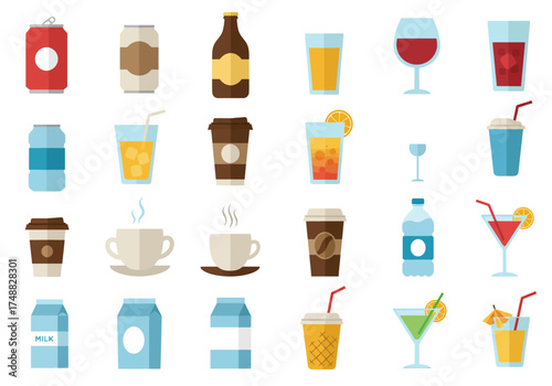 Refreshing Array of Drink Icons Beverages for All Occasions
