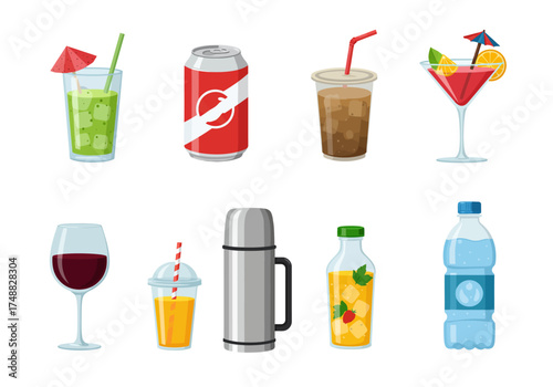 Diverse Beverages Refreshing Drinks Collection
