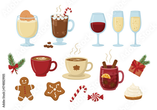 Festive Holiday Drinks Collection Mulled Wine, Eggnog, Hot Chocolate & More