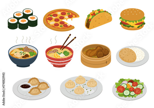 Delicious Food Illustrations A Culinary Collection of Global Dishes