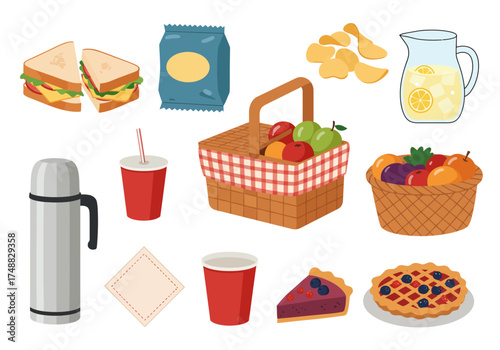 Picnic Feast A Colorful Collection of Food and Drink for Outdoor Dining