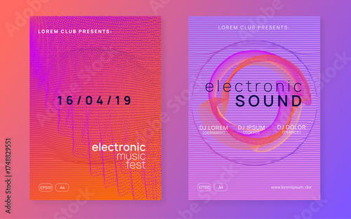Edm Poster. Night Club Banner. Electronic Disco Illustration. Violet Music Set. Blue Dance Flyer. Fest Concert Template. Electro Cover. Green Edm Poster