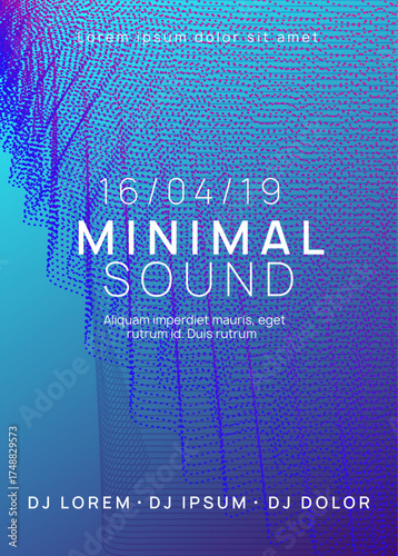 Night Club Flyer. Green Sound Poster. Techno Trance Element. Pink Party Event. Soundwave Radio Illustration. Edm Design. Electro Cover. Violet Night Club Flyer