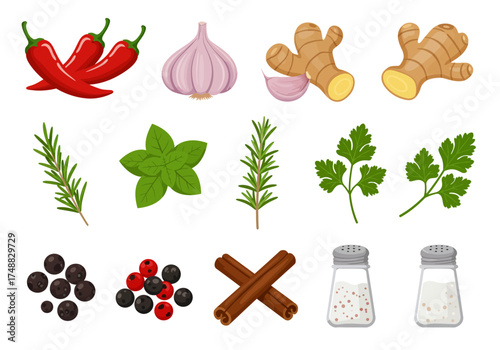 Assortment of Fresh Herbs and Spices for Culinary Delights