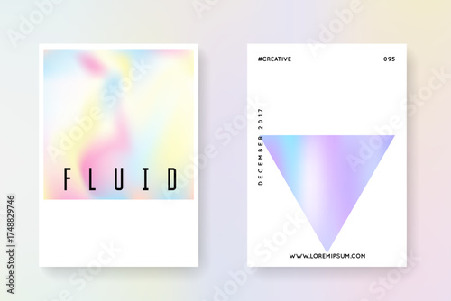 Geometry Poster. Chrome Effect. Spectrum Pattern. Purple Gradient Flyer. Minimal Background. Colorful Pearl Template. Memphis Vector. Blue Geometry Poster