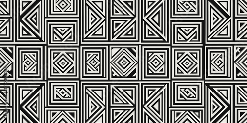 Abstract geometric pattern featuring intricate black and white shapes creating a visually striking design