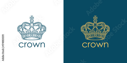 Elegant crown design showcasing intricate details in contrasting colors, symbolizing royalty
