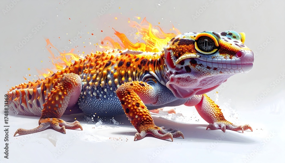 Obraz premium Fiery Gecko Reptile Image.